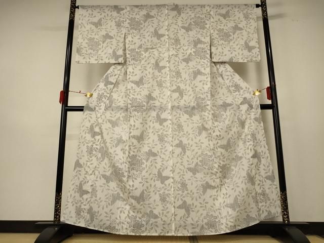 平和屋着物＊夏物 小紋 紗 花蝶文 洗える着物 jd