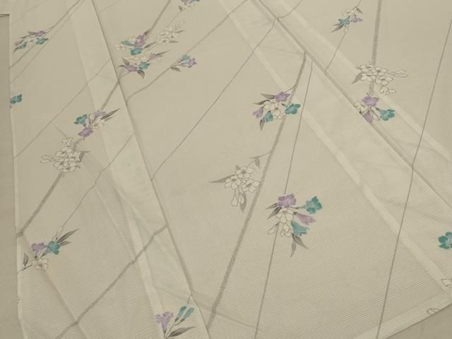  平和屋着物＊夏物 小紋 絽 草花文 銀彩 洗える着物 jd 小紋 着物