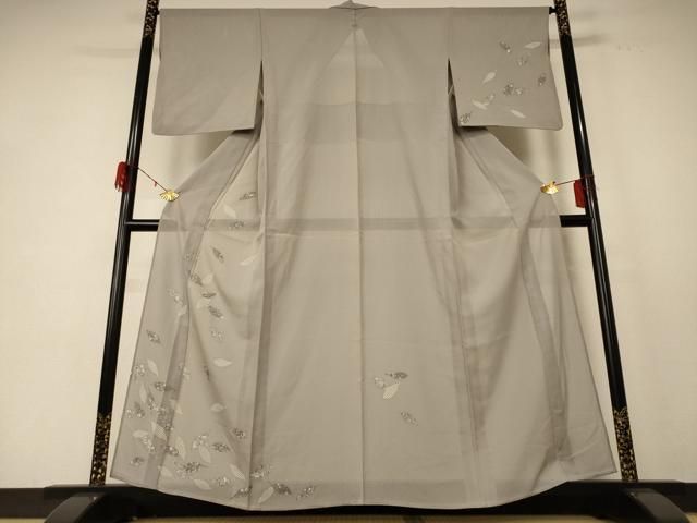 平和屋着物＊夏物 訪問着 絽 駒刺繍 草花文 反端付き 正絹 jd