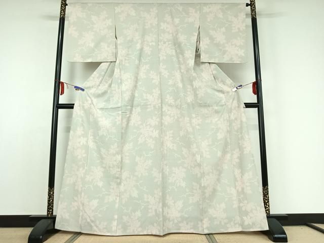 平和屋着物▽本塩沢 単衣 130亀甲 葡萄 正絹 jh