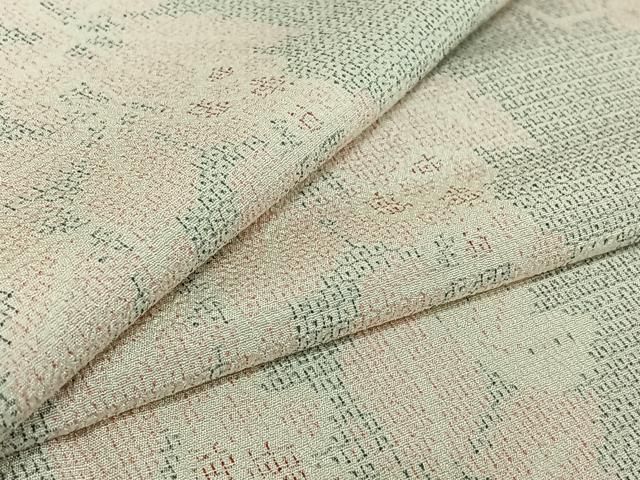 平和屋着物▽本塩沢 単衣 130亀甲 葡萄 正絹 jh