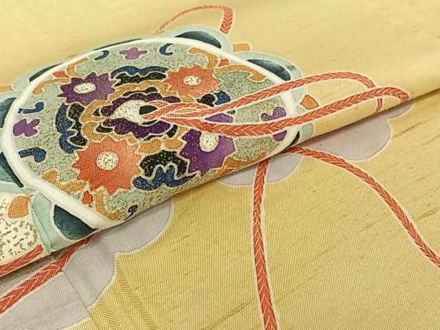  平和屋着物▽訪問着 単衣 紬地 正倉院花文 金彩 正絹 jh 訪問着 付け下げ 着物