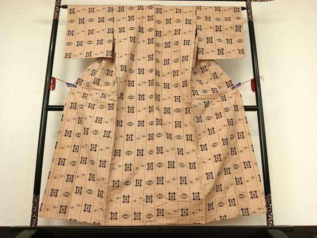 平和屋着物▽上質な紬 単衣 琉球絣 正絹 jh