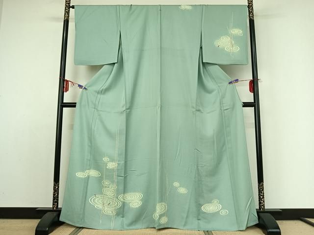 平和屋着物▽訪問着 単衣 流水文 魚 正絹 jh