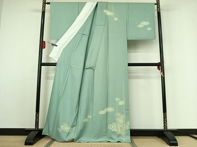 平和屋着物▽訪問着 単衣 流水文 魚 正絹 jh