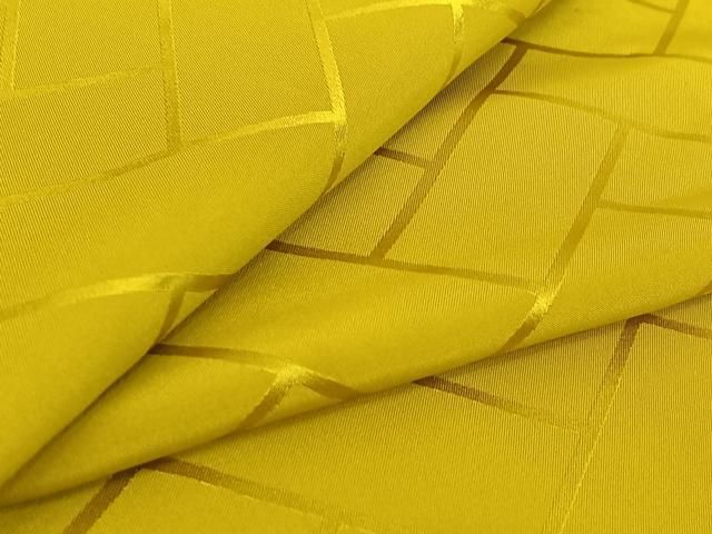 平和屋着物▽男性 単衣 檜垣地紋 金糸雀色 正絹 jh