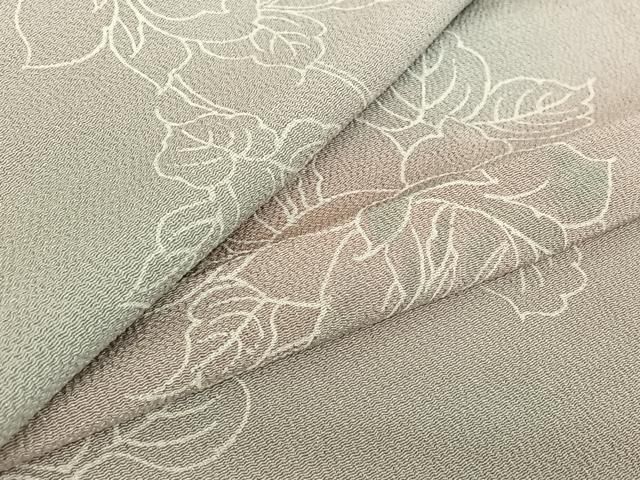 平和屋着物▽上質な小紋 単衣 草花文 暈し染め 鬼しぼ縮緬 正絹 jh