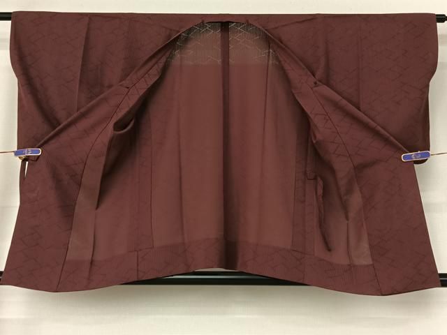 平和屋着物▽道行コート スリーシーズン 春夏秋 塵除け 幾何学紋紗 浅蘇芳色 正絹 jh