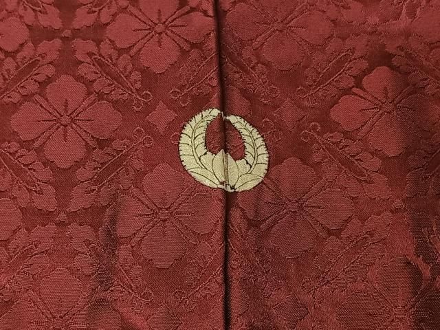花菱地紋 暗紅色