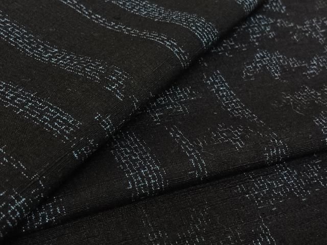 平和屋着物▽結城紬 単衣 笹竹文 正絹 jh