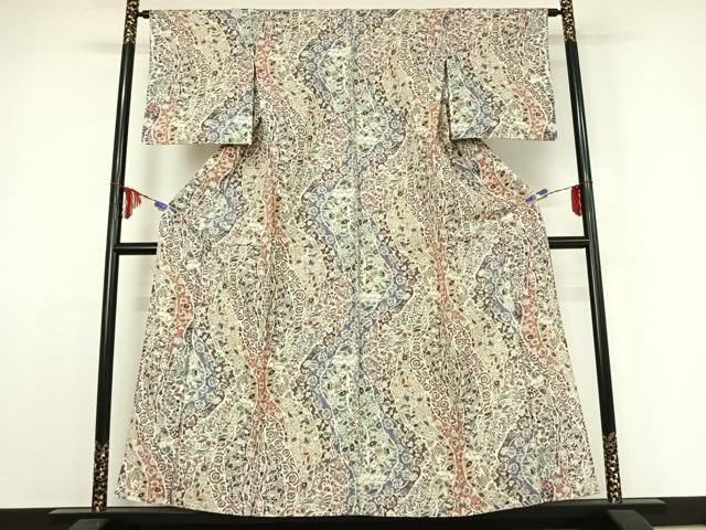 平和屋着物▽上質な小紋 単衣 辻が花 正絹 jh