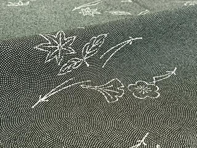 平和屋着物▽小紋 単衣 吹き寄せ文 鮫小紋柄 黒地 洗える着物