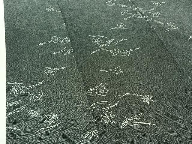 平和屋着物▽小紋 単衣 吹き寄せ文 鮫小紋柄 黒地 洗える着物