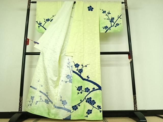平和屋着物▽訪問着 単衣 枝梅文 暈し染め 金彩 洗える着物 jh