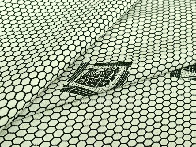 平和屋着物▽小紋 単衣 扇面花文 洗える着物 jh