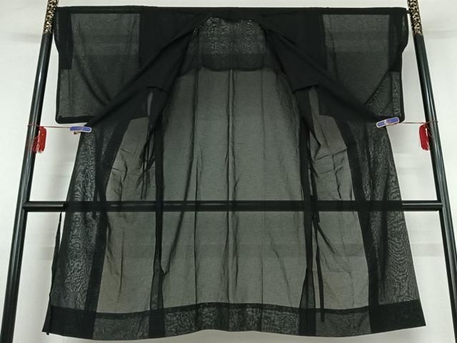 平和屋着物▽道中着 スリーシーズン 春夏秋 塵除け 紗 暗黒色 黒地 ロング丈 洗える着物 jh