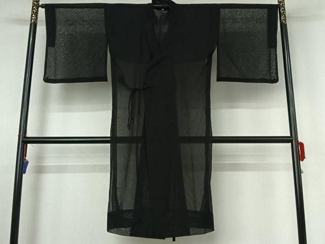 平和屋着物▽道中着 スリーシーズン 春夏秋 塵除け 紗 暗黒色 黒地 ロング丈 洗える着物 jh