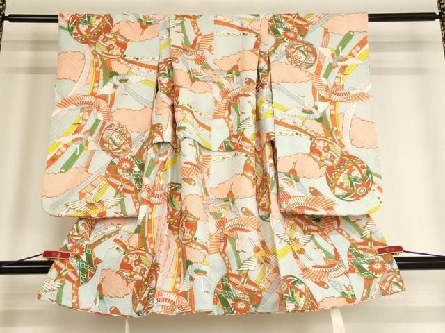 平和屋着物 七五三 女の子 ３歳 祝着 三つ身 鶴 手毬 糸車 金彩 ja