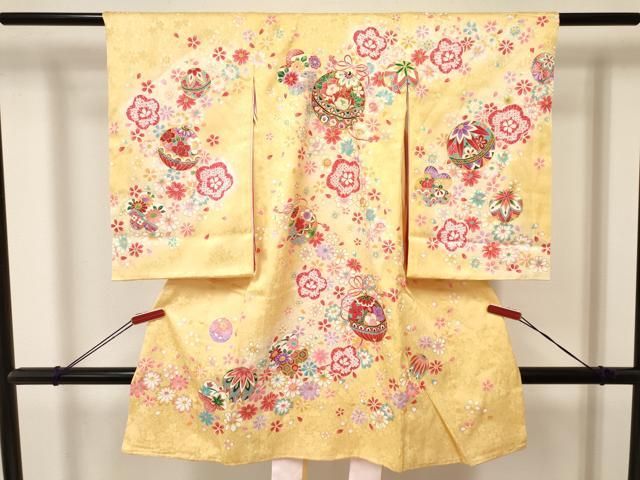 平和屋着物 お宮参り 女の子 祝着 産着 初着 のしめ 刺繍 鞠花文 暈し染め 金彩 ma