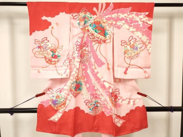 平和屋着物 お宮参り 女の子 祝着 産着 初着 のしめ 熨斗鈴花蝶文 金銀彩 ma