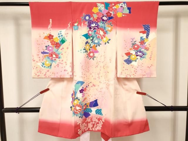 平和屋着物 お宮参り 女の子 祝着 産着 初着 のしめ 熨斗花文 暈し染め 金彩 ma