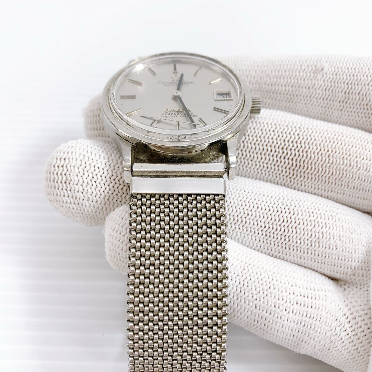  Y 370 OMEGA コンステレーション オートマチック デイト シルバー文字盤 自動巻き クロノメーター メンズ 腕時計 自動巻き時計 腕時計(アナログ)