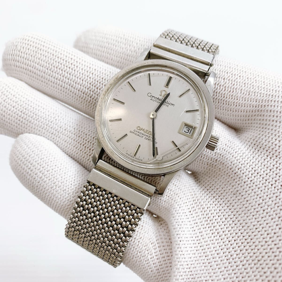 Y 370 OMEGA コンステレーション オートマチック デイト シルバー文字盤 自動巻き クロノメーター メンズ 腕時計