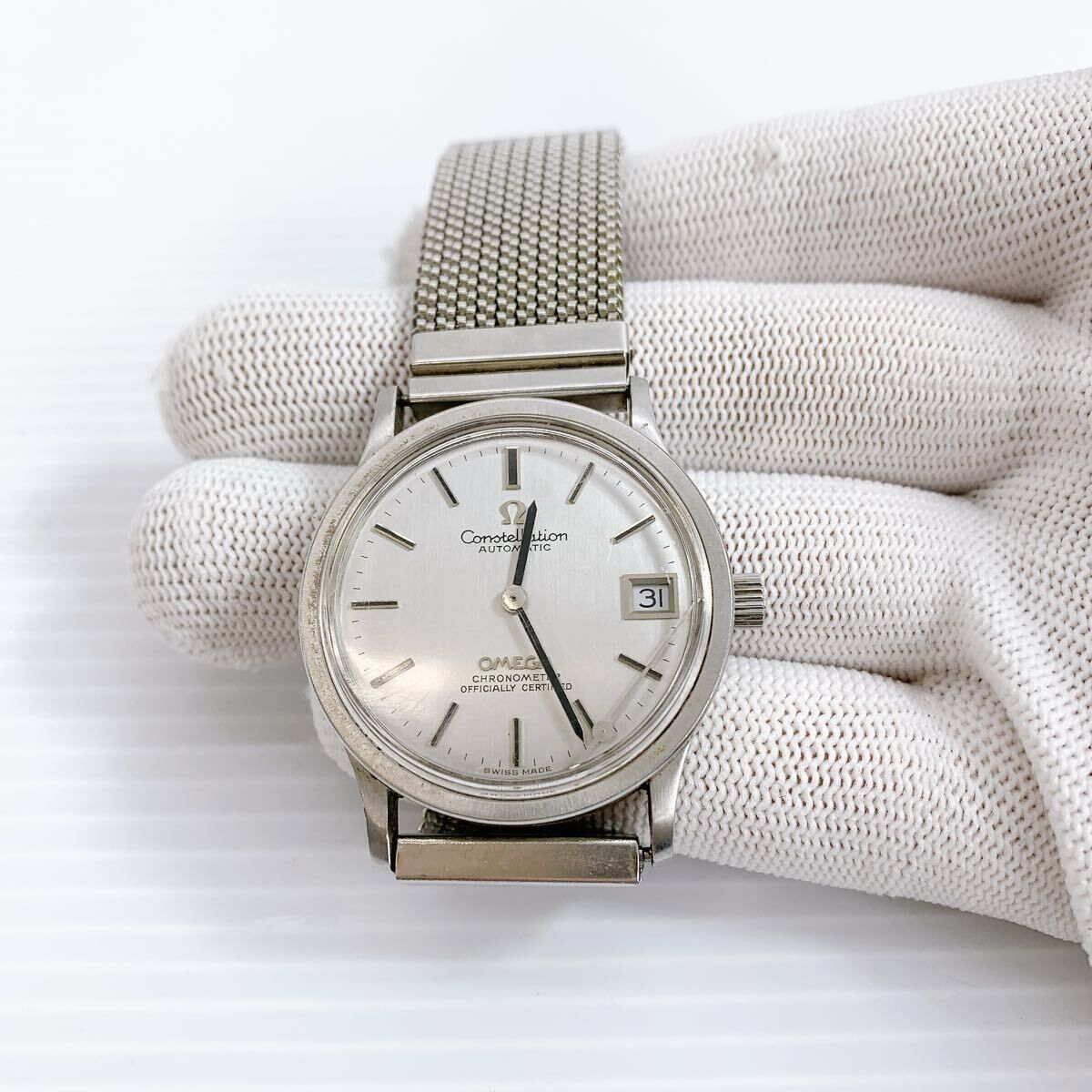 Y 370 OMEGA コンステレーション オートマチック デイト シルバー文字盤 自動巻き クロノメーター メンズ 腕時計