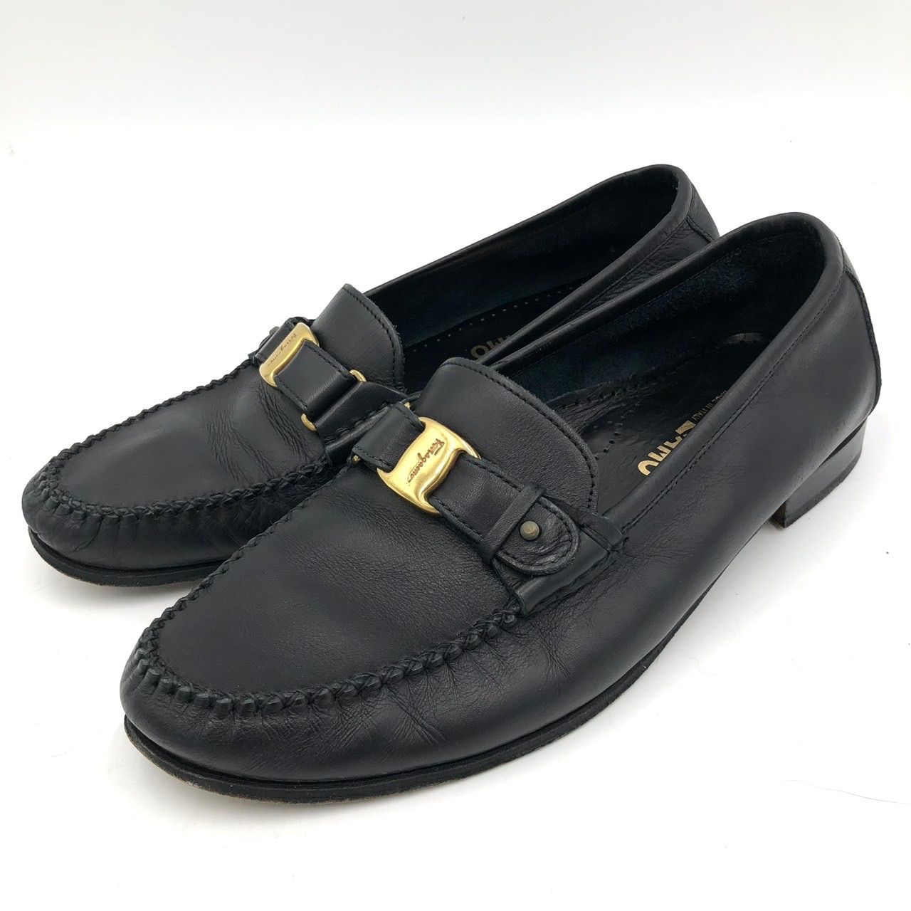 フェラガモ ローファー 27cm 9.5EE 黒 レザー ガンチーニ金具 メンズ