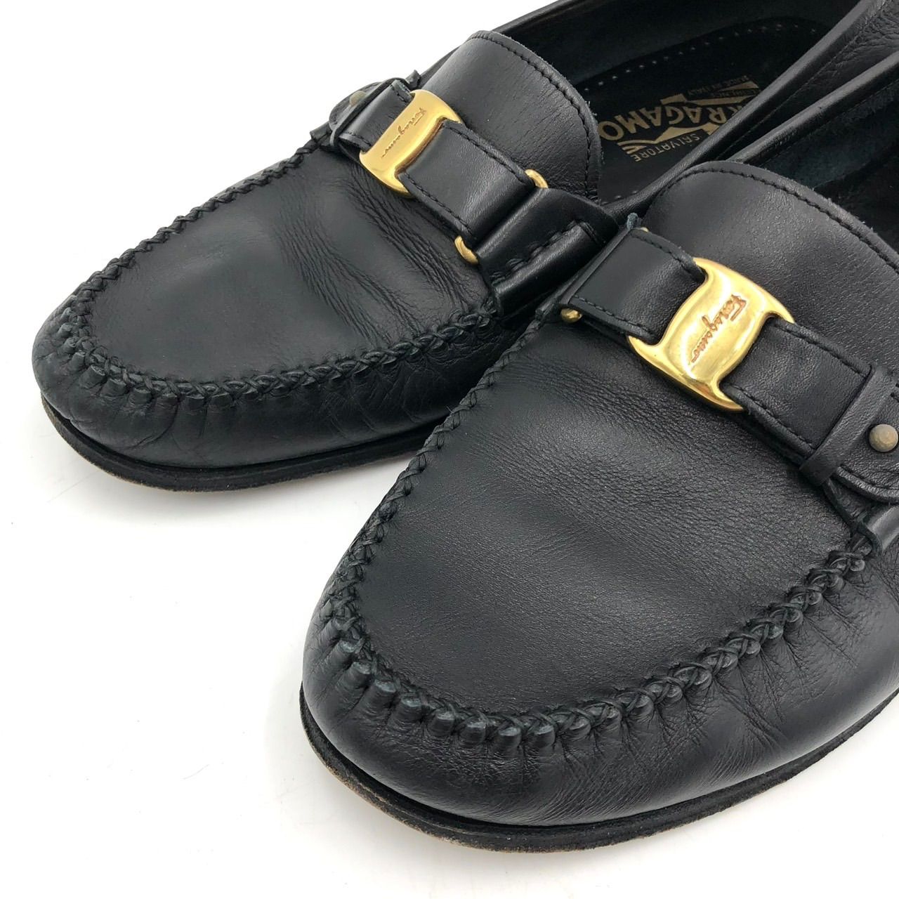 黒レザー ローファー 金具付き　フェラガモ　革靴　牛革 楽天市場】【9日20時〜76h限定ポイント5倍】 フェラガモ FERRAGAMO 靴