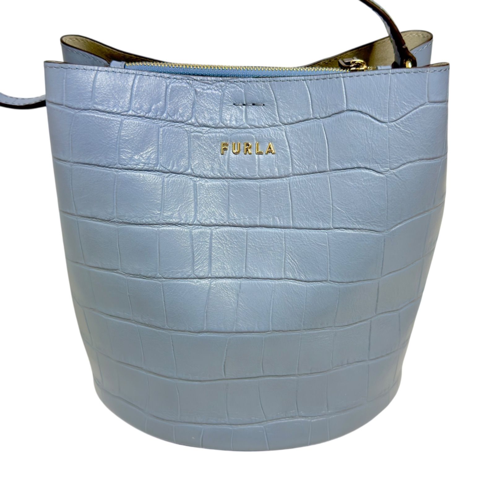 FURLA フルラ ダナエ クロコ型押し 2way バケツ型 ショルダーバッグ 