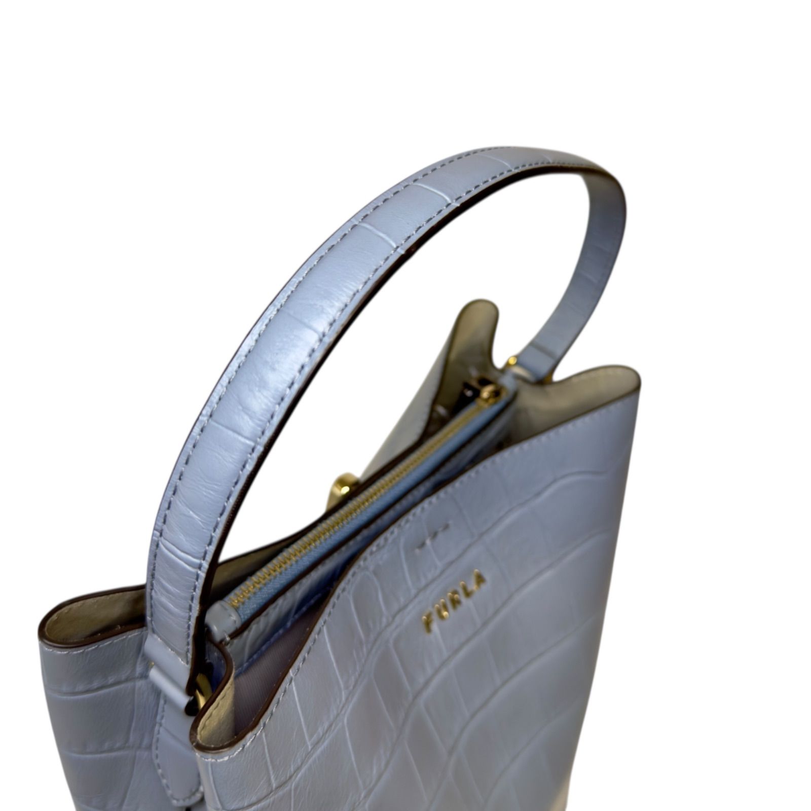 FURLA フルラ ダナエ クロコ型押し 2way バケツ型 ショルダーバッグ 