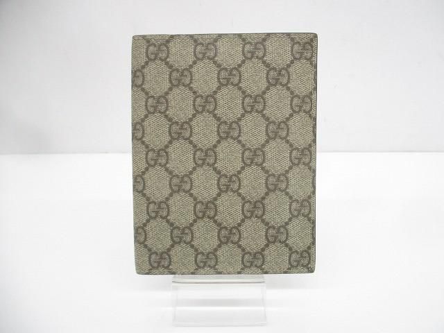 良品 グッチ GUCCI GG パスポートケース 手帳カバー ベージュ×ダーク
