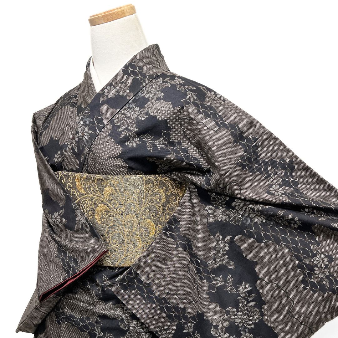 大島紬 小紋 雲 菊花 泥染 花 着物 012b d ms - メルカリ