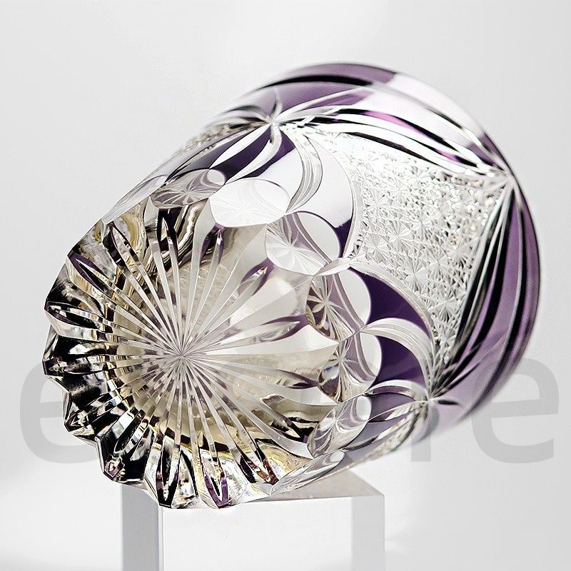  江戸切子 クリスタルウィスキーグラス 木箱入り 蝶 パープル 330 ml 職人手彫り 無鉛ガラス 冷酒 焼酎 日本酒 洋酒対応 感 伝統工芸品 ギフト お祝い コップ グラス コップ グラス 酒器