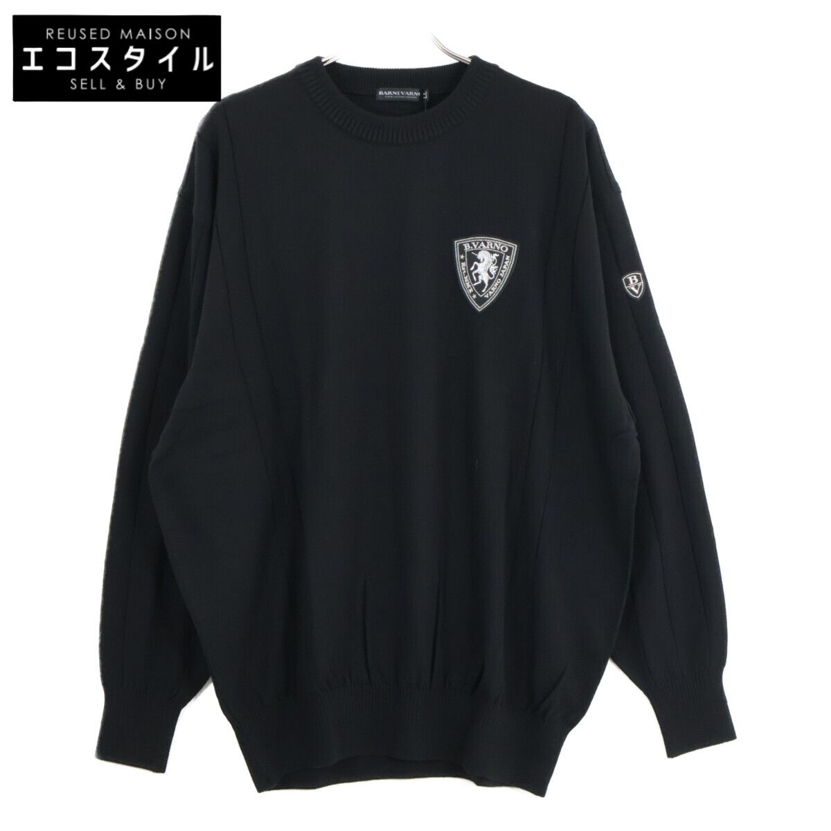 BARNI VARNO バーニヴァーノ ﾌﾞﾗｯｸ BAW GSW 2637 ｳｰﾙ ｴﾝﾌﾞﾚﾑﾛｺﾞ ｾｰﾀｰ LL