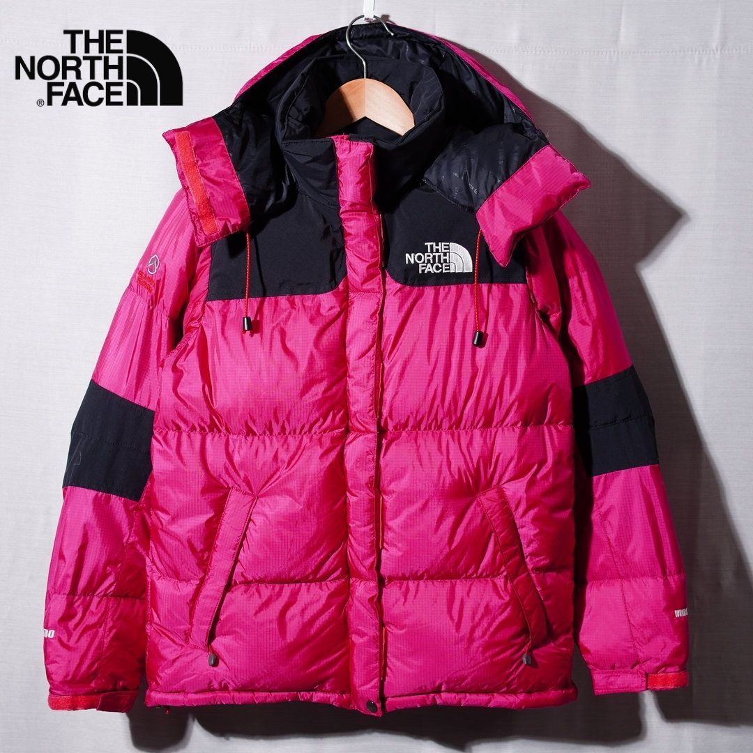 ノースフェイス THE NORTH FACE ダウンジャケット Lサミットシリーズ SUMMIT SERIES ピンク ブラック 700フィル ロゴ刺繍 パーテックス PERTEX テック系 ストリート 古着 Y 106