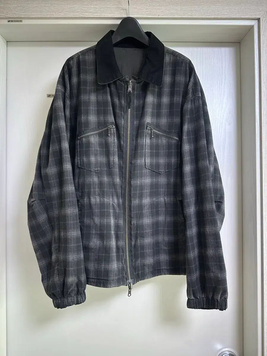 ポリテル リバーシブル ブルゾン ラミー チェック オリーブ ブラック CHECK 3