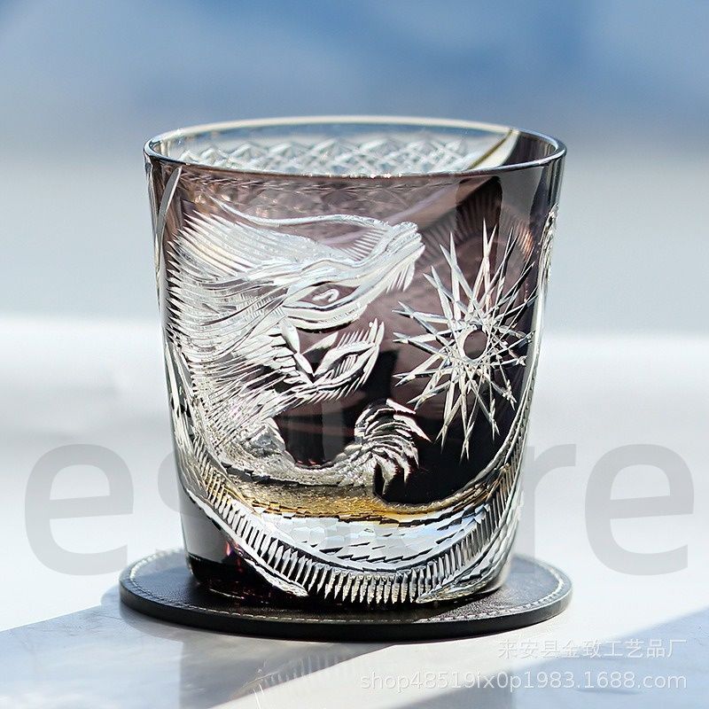  江戸切子 クリスタルウィスキーグラス 木箱入り 龍 職人手彫り 無鉛ガラス 冷酒 焼酎 日本酒 洋酒対応 感 伝統工芸品 ギフト お祝い コップ グラス コップ グラス 酒器