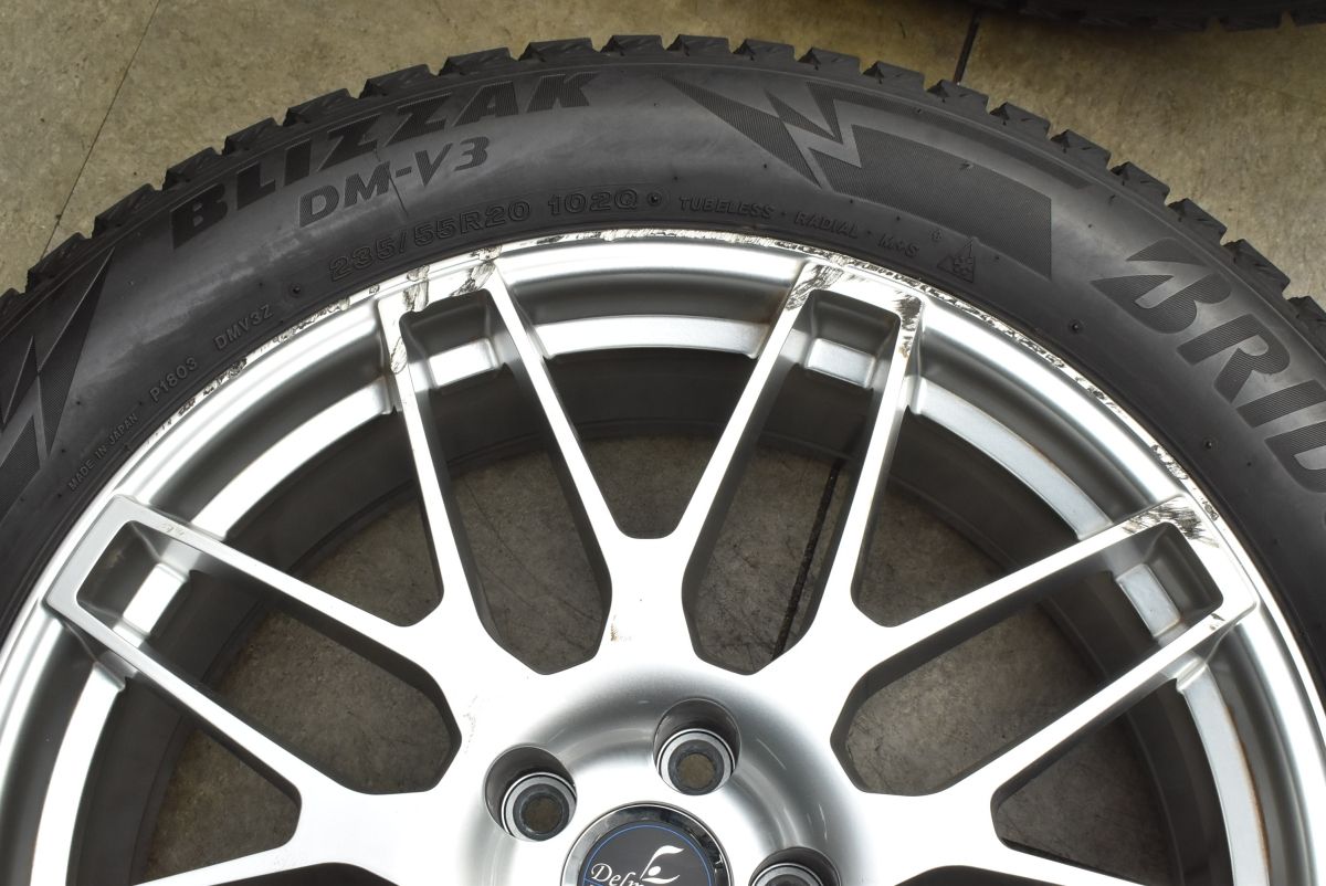 バリ溝 デルモア 20 in 7.5 J 35 PCD 114.3 ブリヂストン ブリザックDM-V 3 235|55 R 20系 レクサス RX 平座ナット対応 空気圧センサー 20インチ タイヤ ホイールセット
