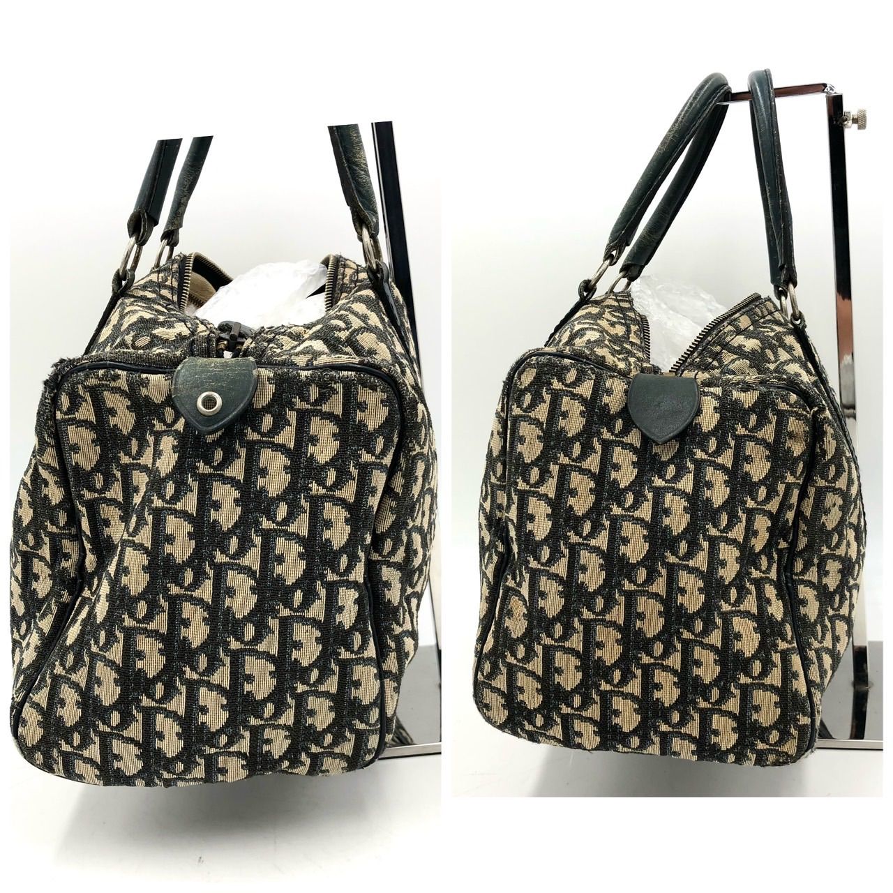 ディオール Christian Dior トロッター ミニボストンバッグ 紺