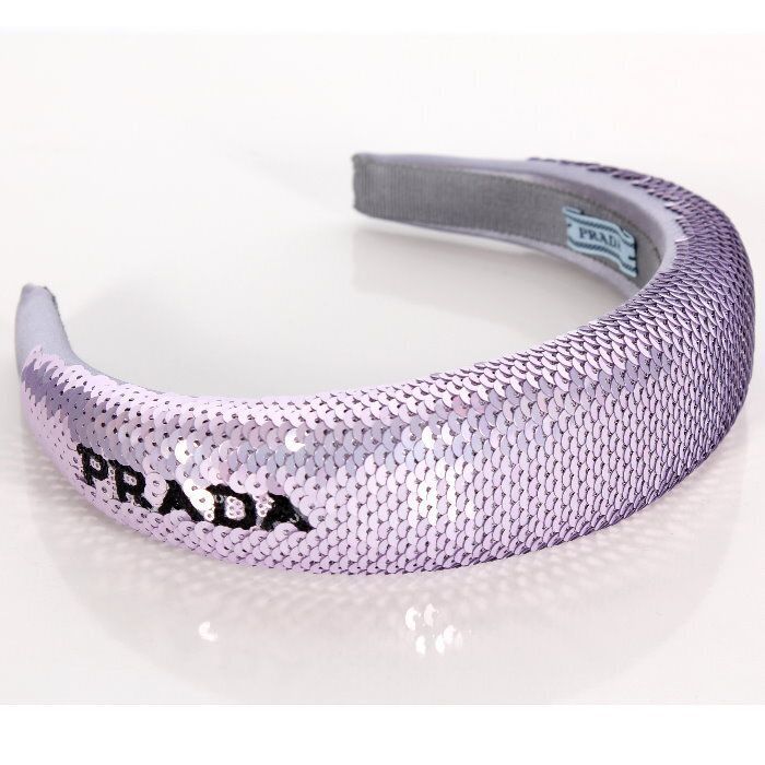 PRADA プラダ カチューシャ 1 IH 019 2 D 0 G LILIUM ユリ色 ブラック スパンコール ロゴ ヘッドバンド ヘアバンド ヘアアクセサリー 髪飾り ピンク パープル レディース ユニセックス