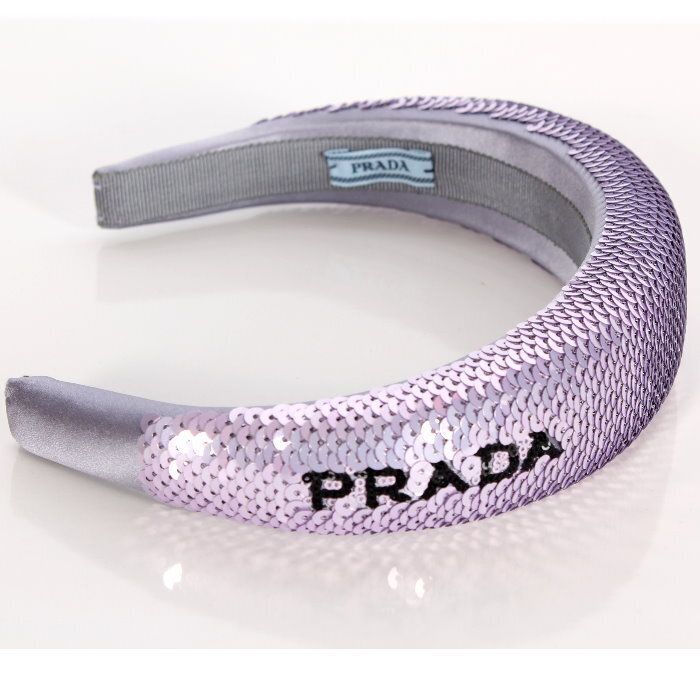 PRADA プラダ カチューシャ 1 IH 019 2 D 0 G LILIUM ユリ色 ブラック スパンコール ロゴ ヘッドバンド ヘアバンド ヘアアクセサリー 髪飾り ピンク パープル レディース ユニセックス