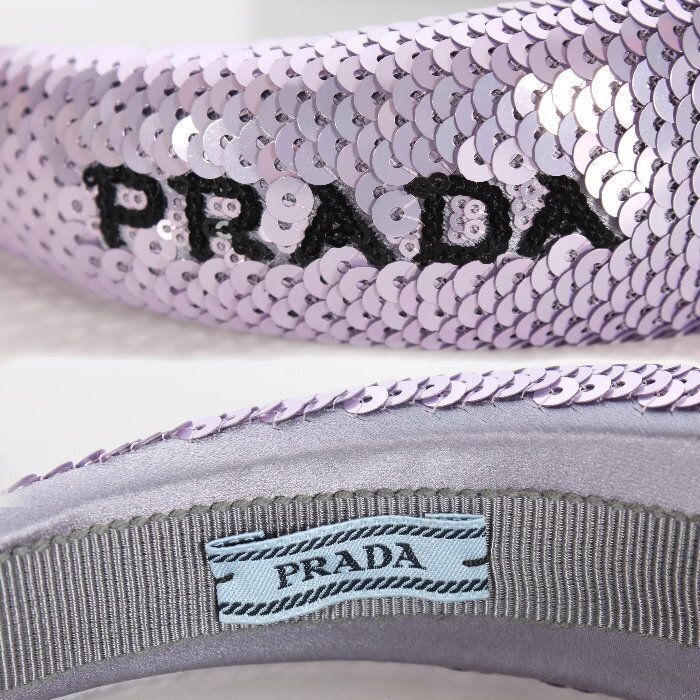  PRADA プラダ カチューシャ 1 IH 019 2 D 0 G LILIUM ユリ色 ブラック スパンコール ロゴ ヘッドバンド ヘアバンド ヘアアクセサリー 髪飾り ピンク パープル レディース ユニセックス ヘアバンド カチューシャ ヘアアクセサリー
