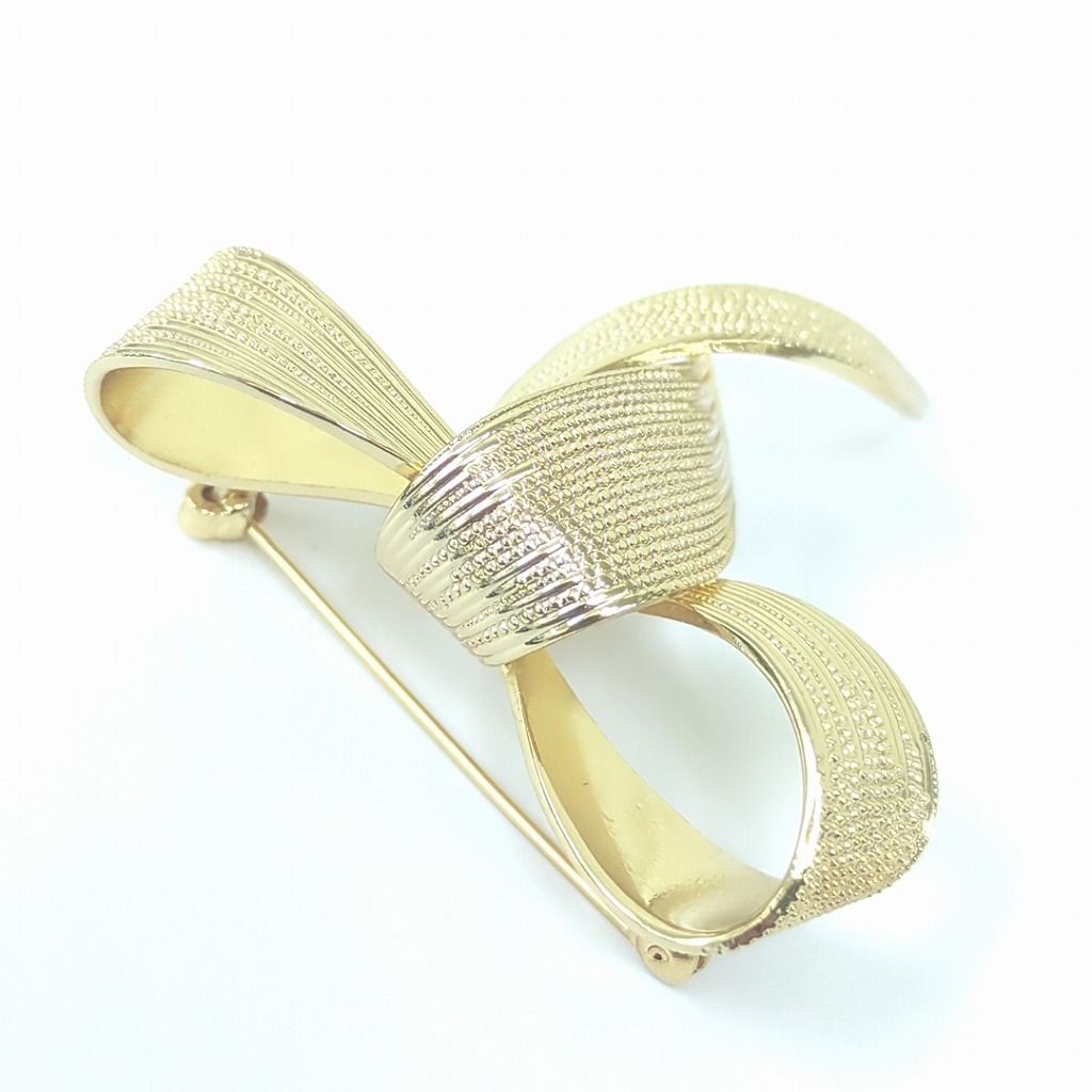 クリスチャン ディオール ゴールドトーン リボン ブローチ - メルカリ