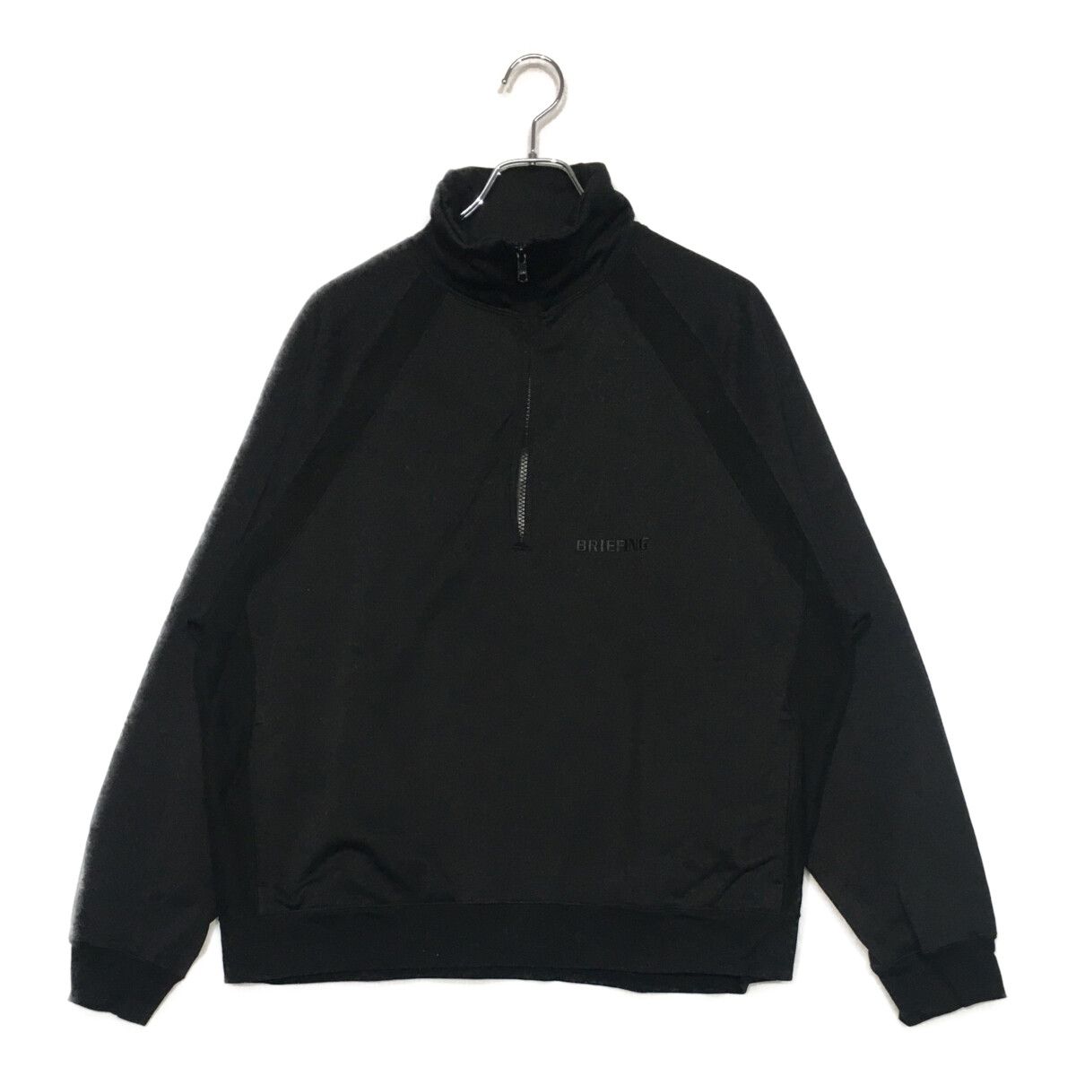 メンズ ブリーフィング BRIEFING スウェット M ブラック ハーフジップ レミ レリーフ 裏フリース