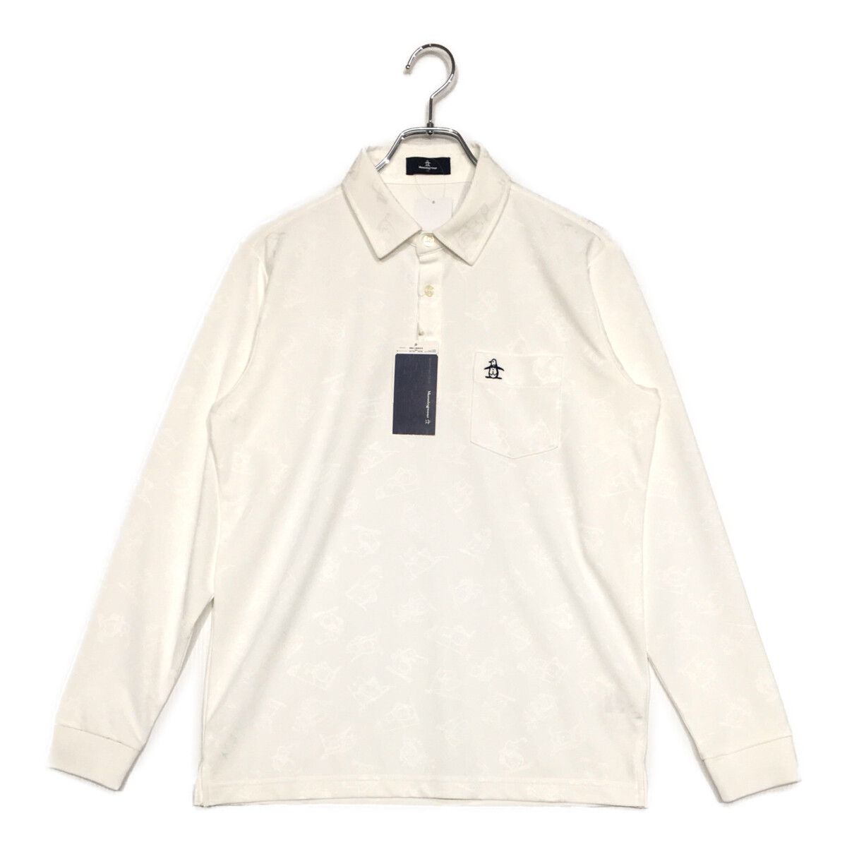 ♥品 レディース マンシングウェア Munsing wear 長袖ポロシャツ M 白 ホワイト 総柄