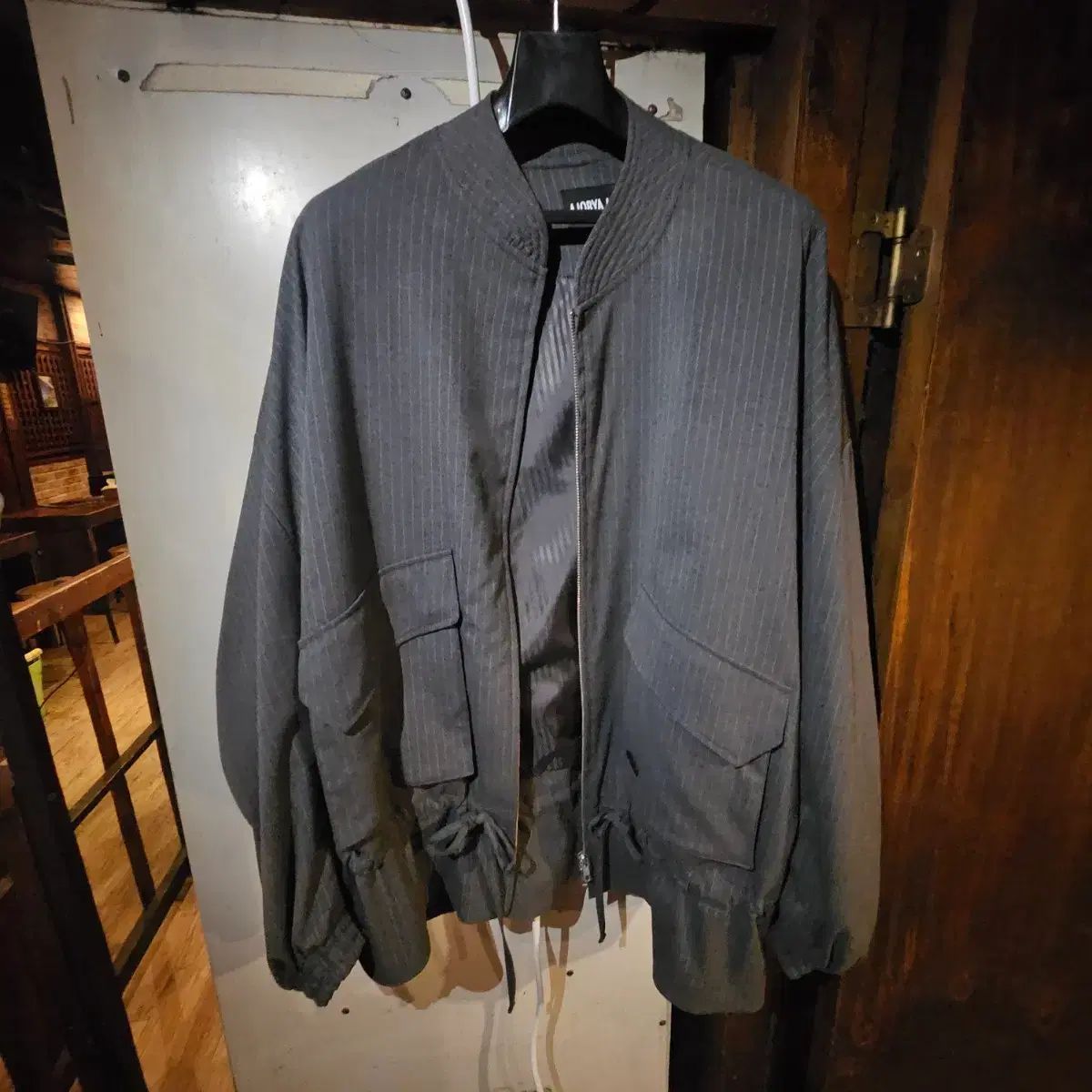アジョバイアジョ stripe string jacket GREY