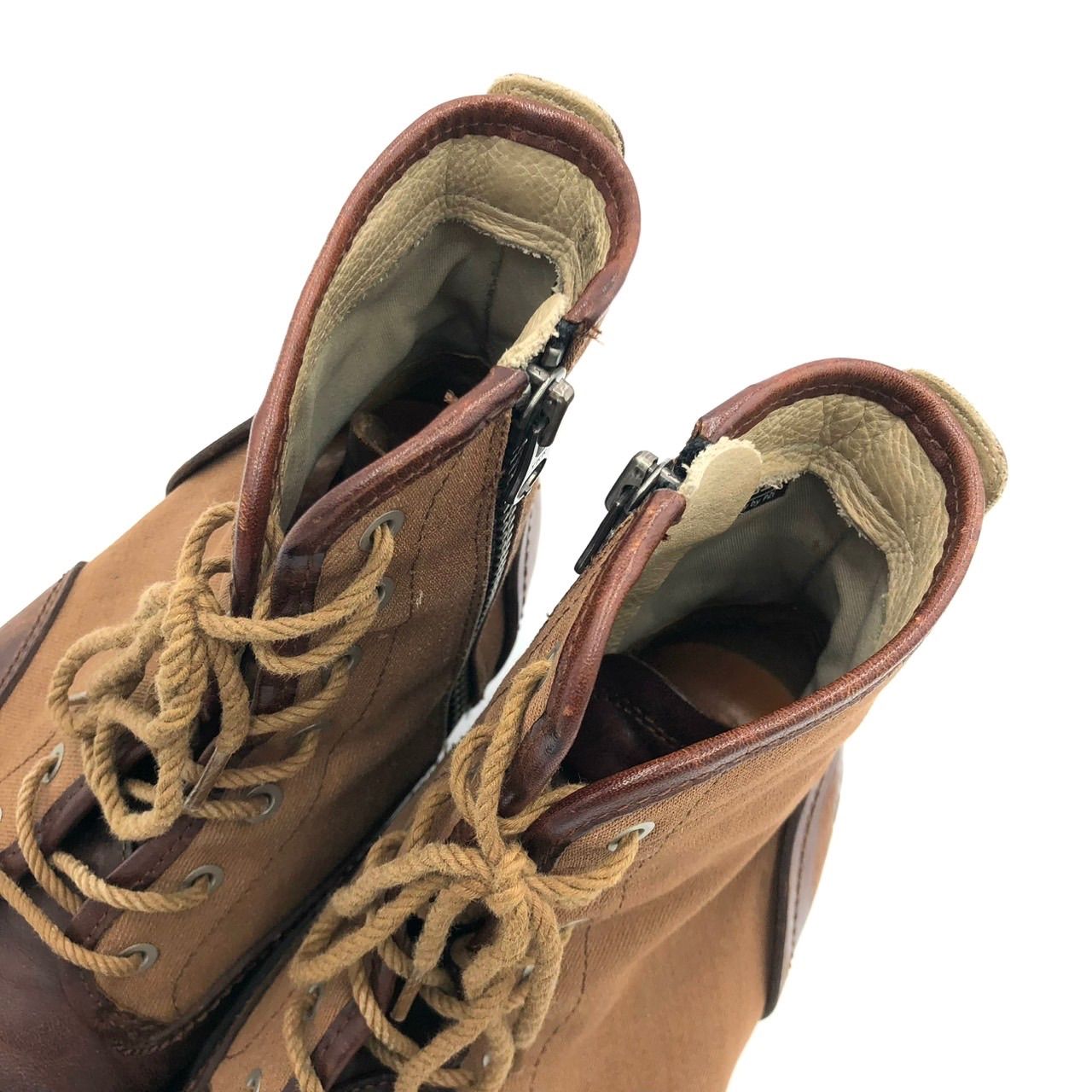  ティンバーランド 26 cm ブーツ レザー キャンバス 茶 サイドジップ ワークブーツ ブーツ 革靴