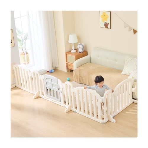 ＧＵ ＭＯＤＥ ベビーゲート 置くだけ ベビーサークル キッズパーテーション ベビーフェンス ペットゲート 簡単設置 折りたたみ ロングパネル おしゃれ グレー ベージュ 幅260 cm m
